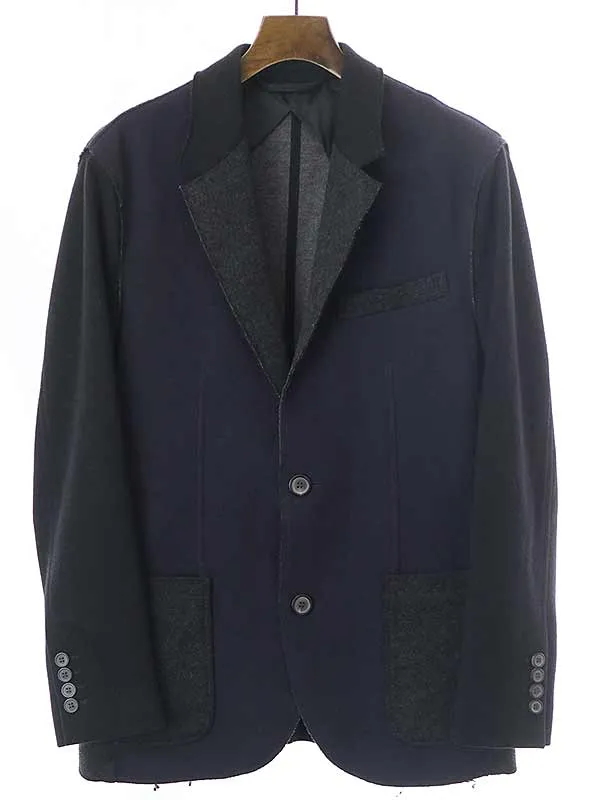 LANVIN ランバン 16AW 素材切替 カットオフ2Bジャケット