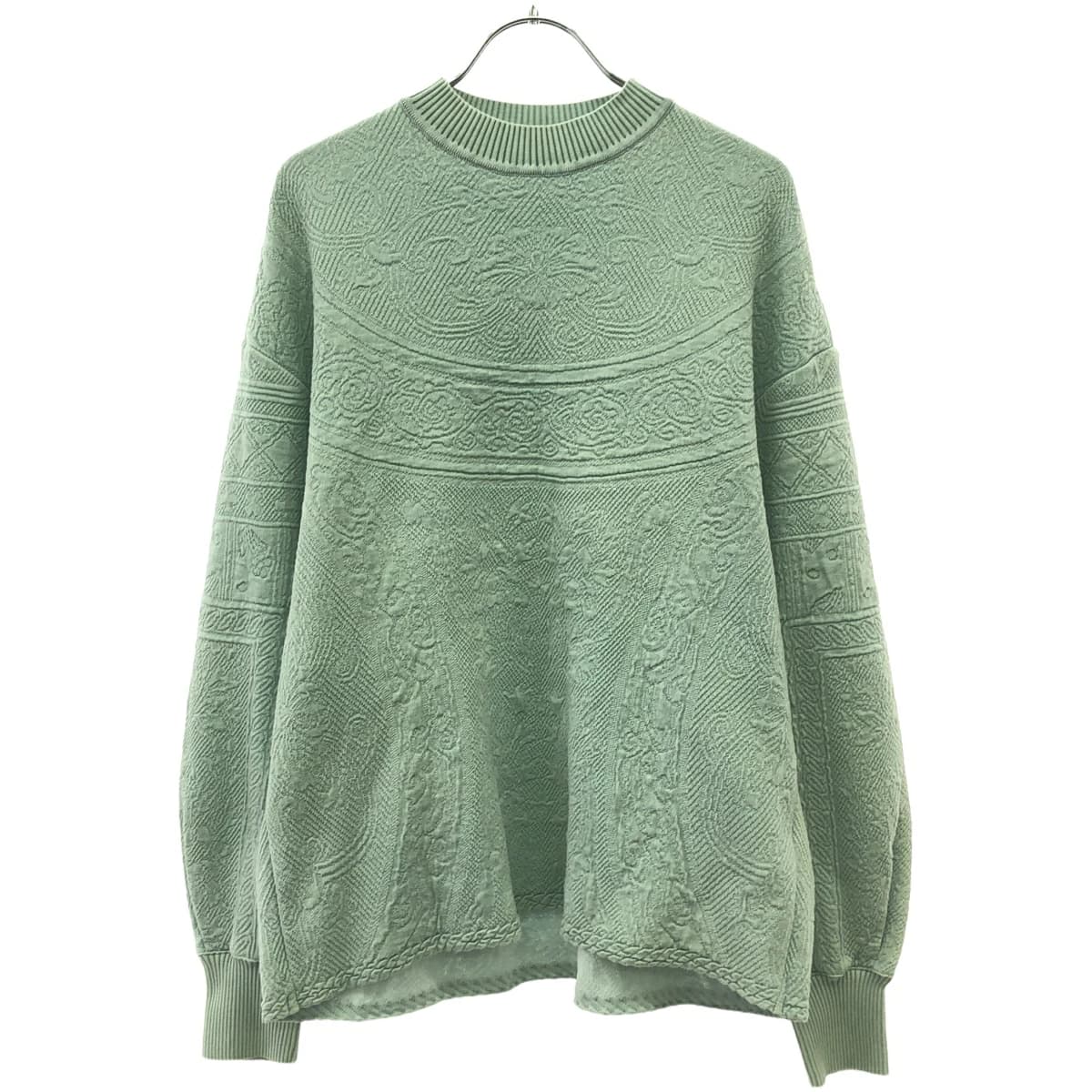 Mame Kurogouchi マメ クロゴウチ 24SS Floral Pattern Jacquard Washed Knitted Top フローラルジャガードハイネックニットセーター MM24SS-KN039