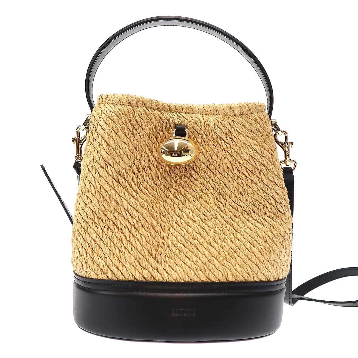 カフネ Egg Bucket 3WAY ラフィアバケットショルダーバッグ