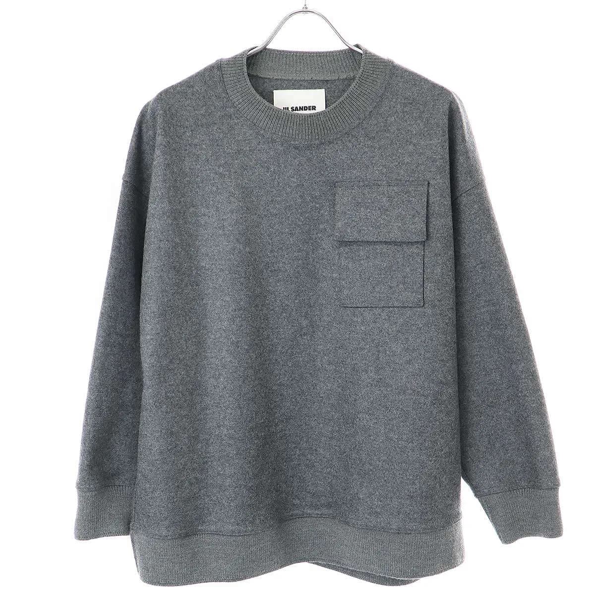 JIL SANDER ジルサンダー 21AW STANDARD POCKET SWEATER ポケットウールスウェットトレーナー JSMT707042MT20790812