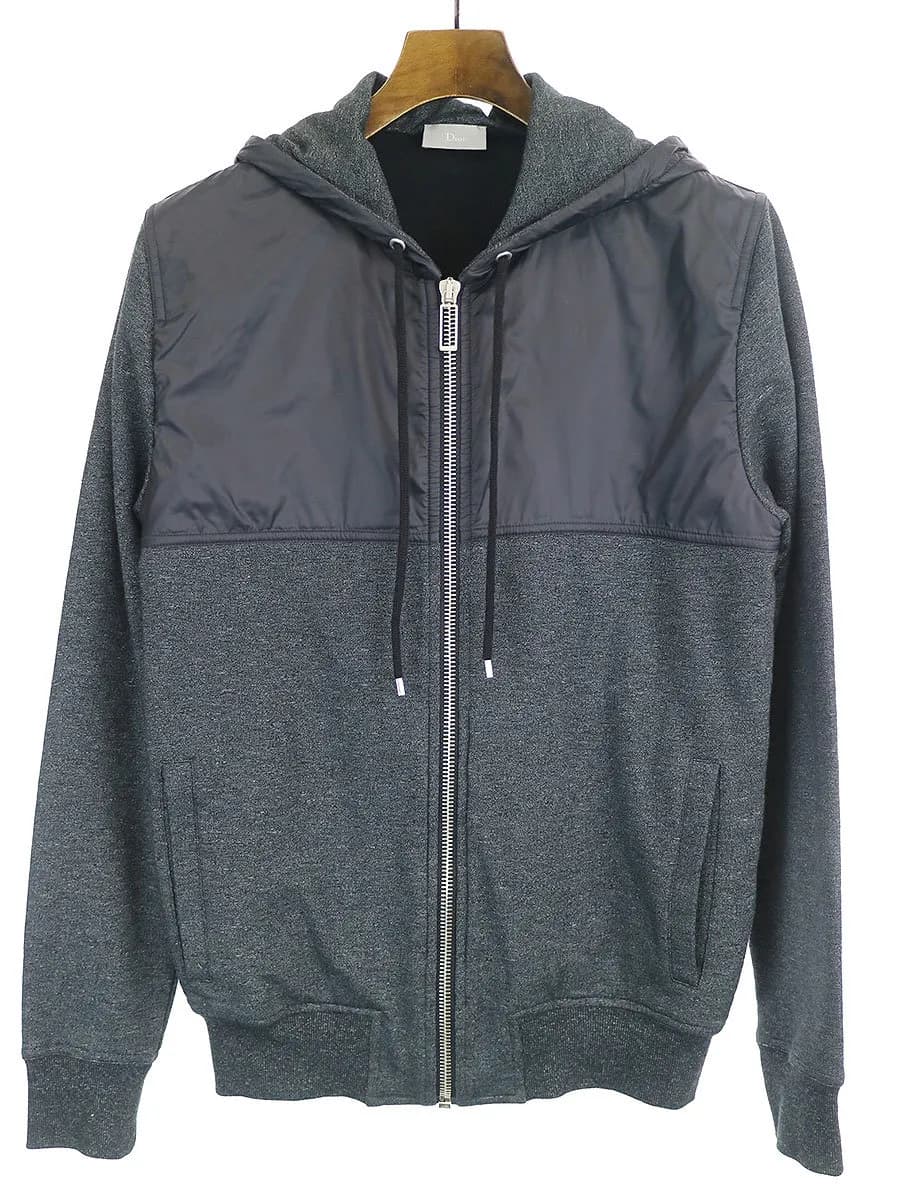 Dior HOMME ディオールオム 10AW ナイロン切替ジップアップスウェットパーカー