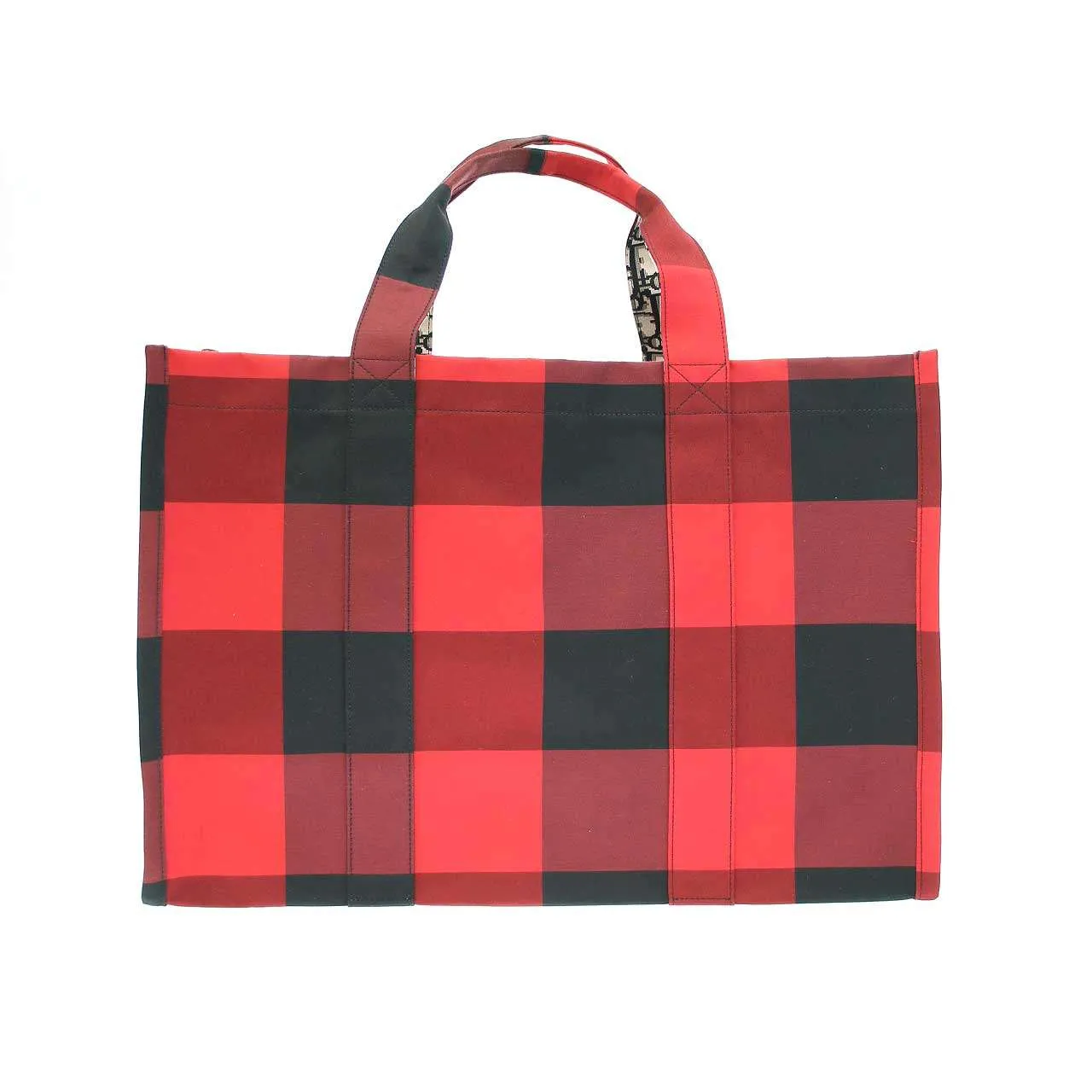 Christian Dior クリスチャンディオール 19AW DOUBLE L CANVAS キャンバスチェックトートバッグ