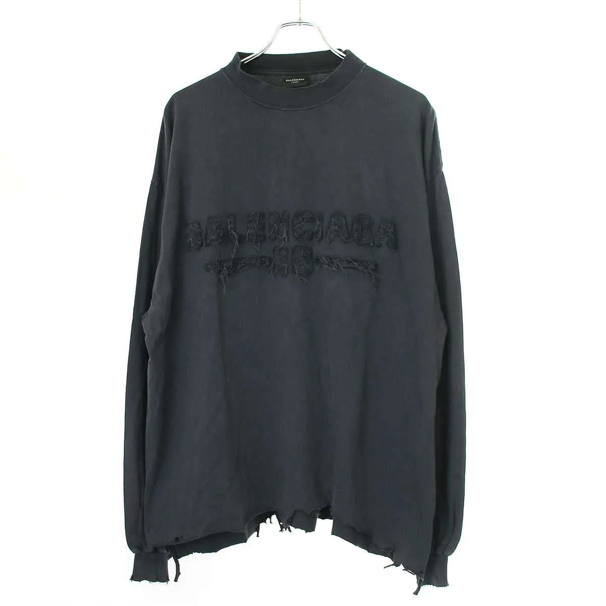 BALENCIAGA バレンシアガ 25SS Cropped Long Sleeve T-Shirt ダメージ加工ロングスリーブTシャツ 783400 TSVA2
