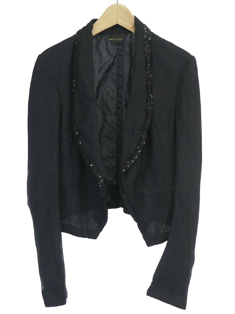 COMME des GARCONS コムデギャルソン 05SS スパンコール装飾ショールカラー製品染めジャケット