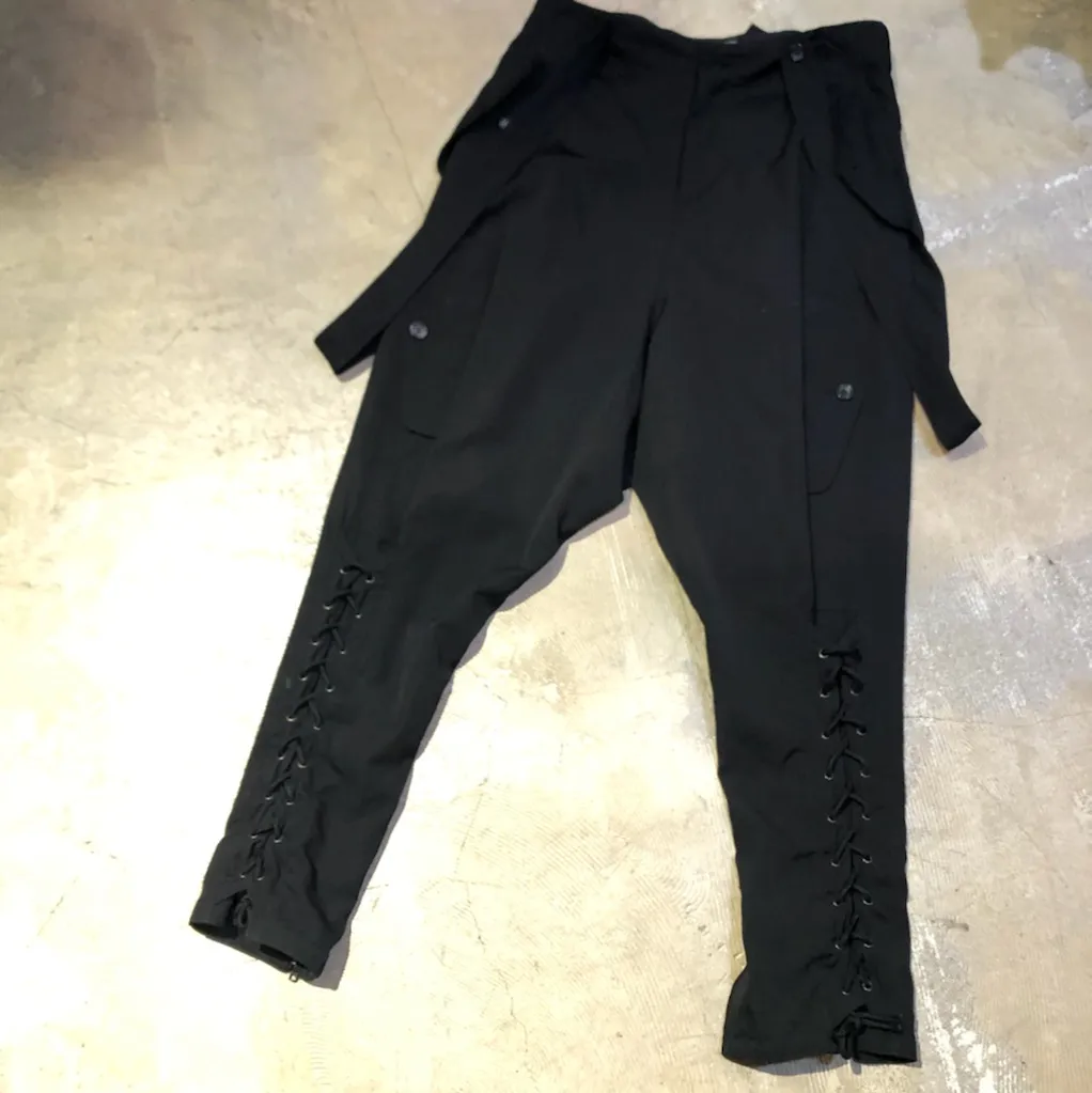 Yohji Yamamoto Yohji Yamamoto POUR HOMME 08SS レースアップサスペンダーパラシュートパンツ