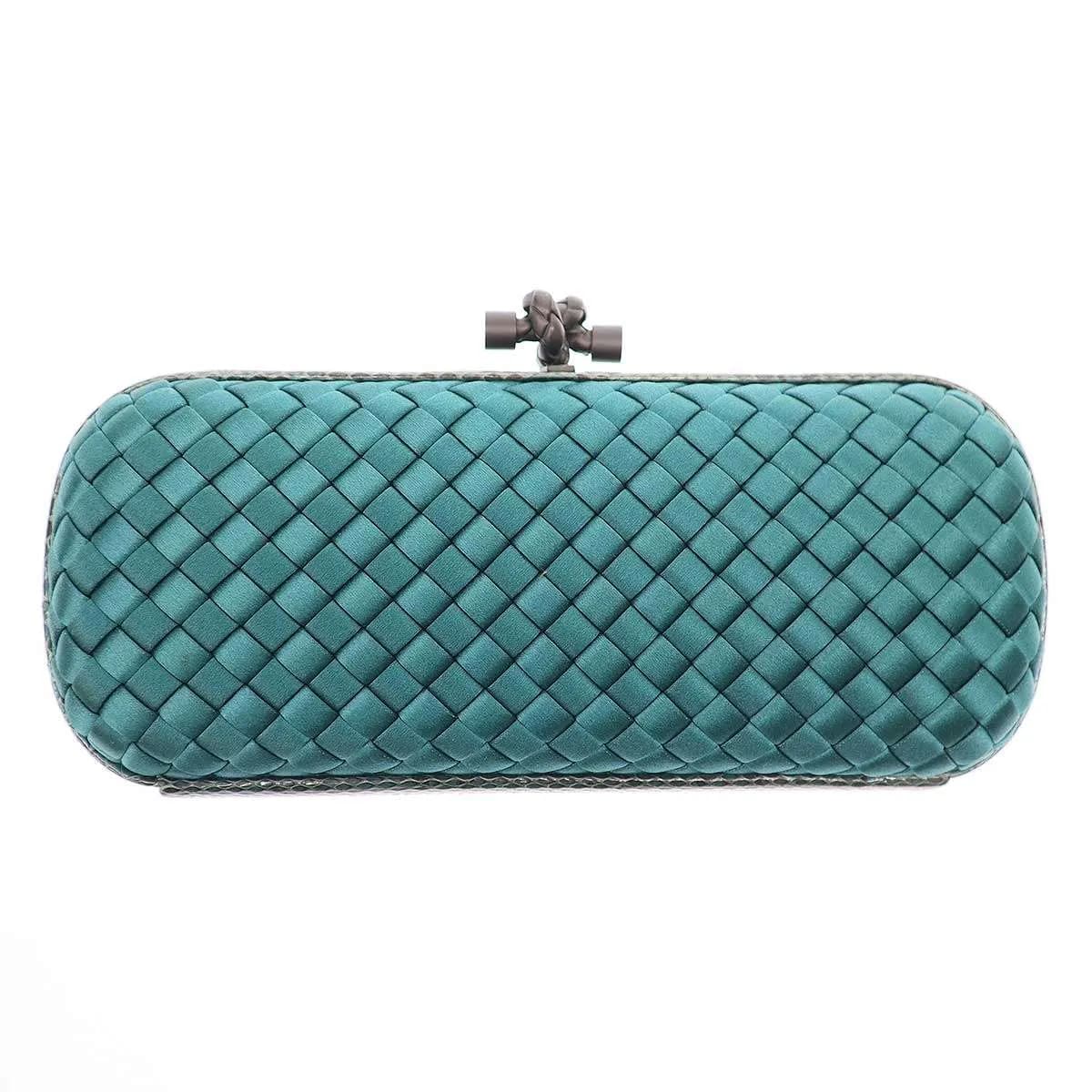 BOTTEGA VENETA ボッテガヴェネタ Knot イントレチャートノットサテンパイソンクラッチバッグ