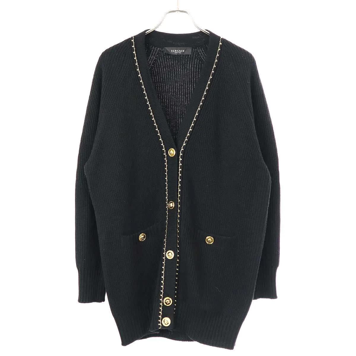 VERSACE ヴェルサーチ Medusa Button Wool Knit Cardigan ウールロングニットカーディガン