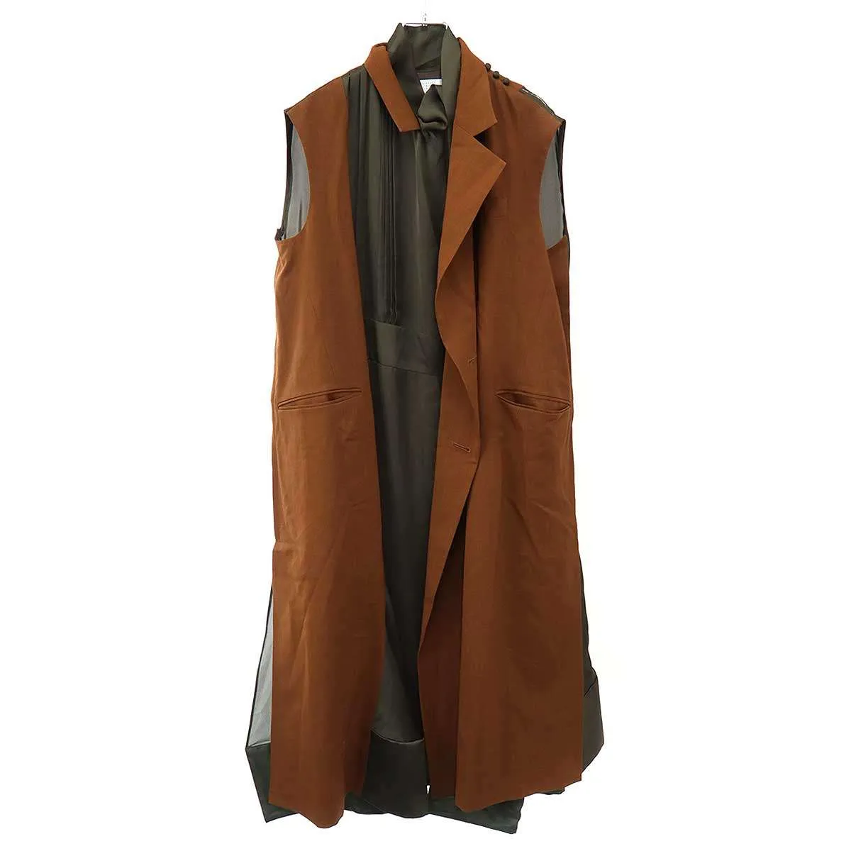 sacai サカイ 20AW ノースリーブドッキングコートワンピース