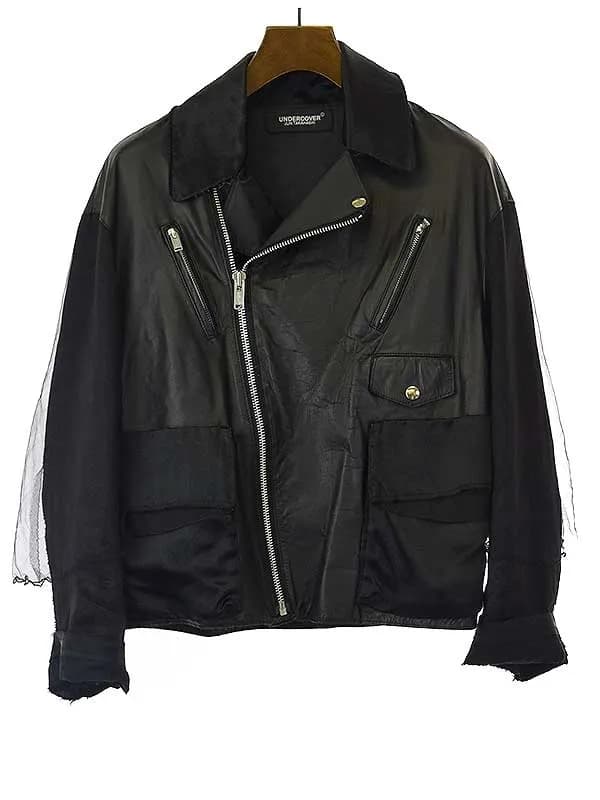 UNDERCOVER アンダーカバー 19SS チュールレイヤーサテンレザーライダースジャケット