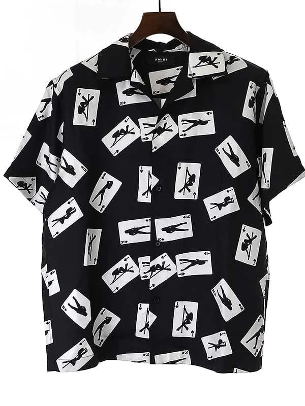 AMIRI アミリ 20SS CARDS SHORT SLEEVES SHIRT シルクシャツ 総柄