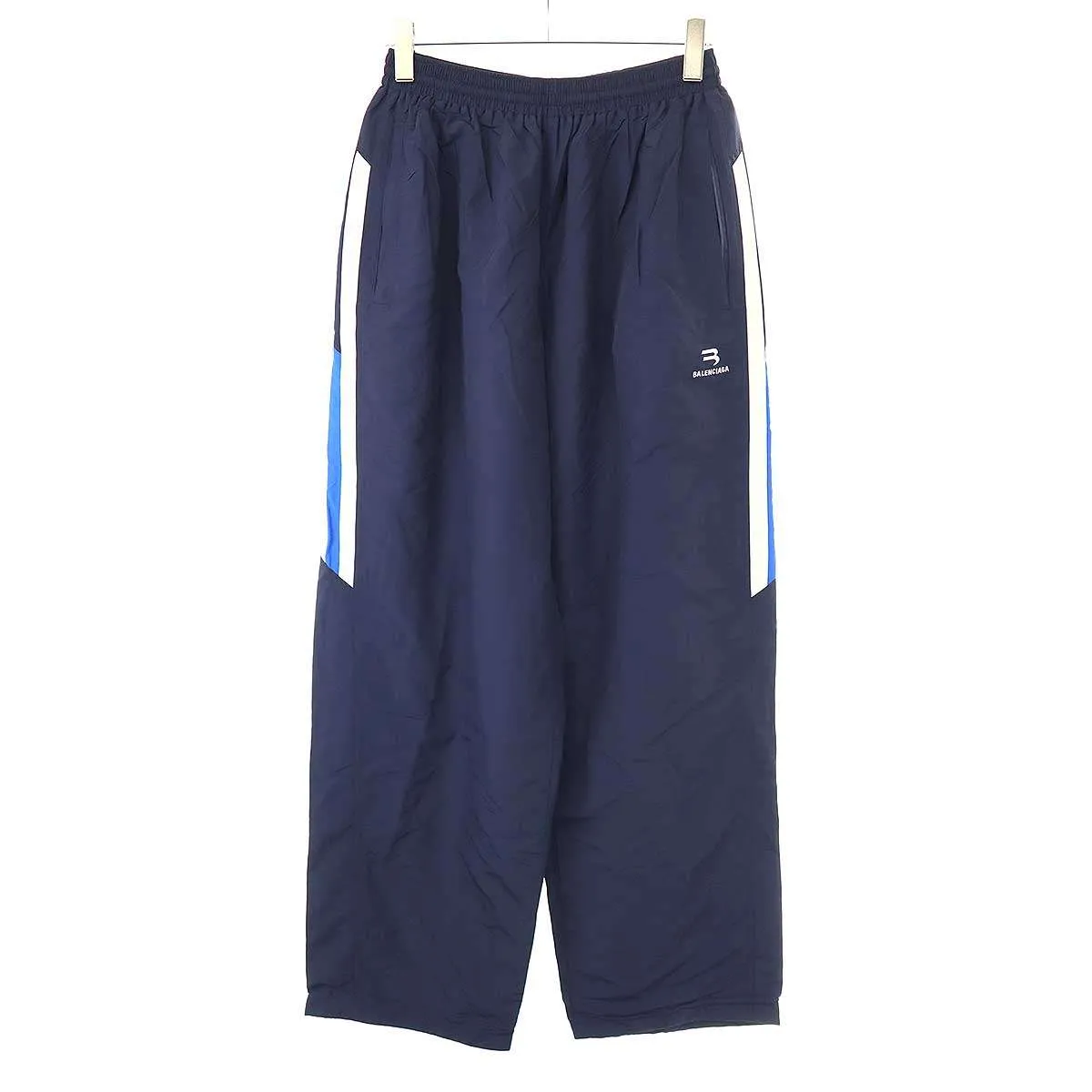 BALENCIAGA バレンシアガ 21SS TRACK PANTS ロゴ刺繍サイドラインワイドトラックパンツ