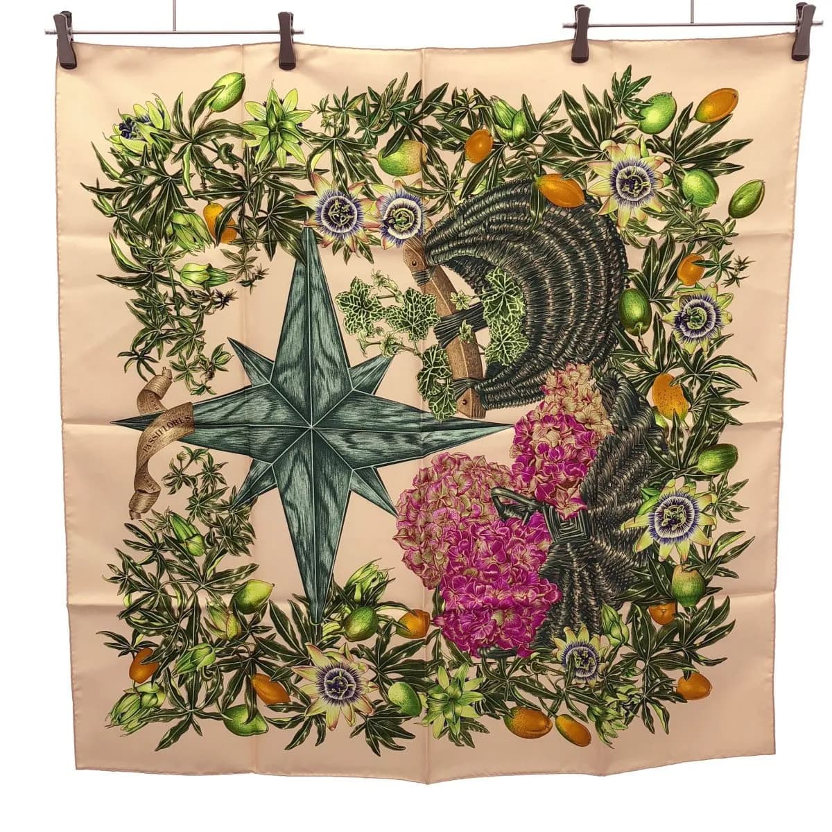 HERMES エルメス カレ90 PASSI FLORES パッションフラワー スカーフ