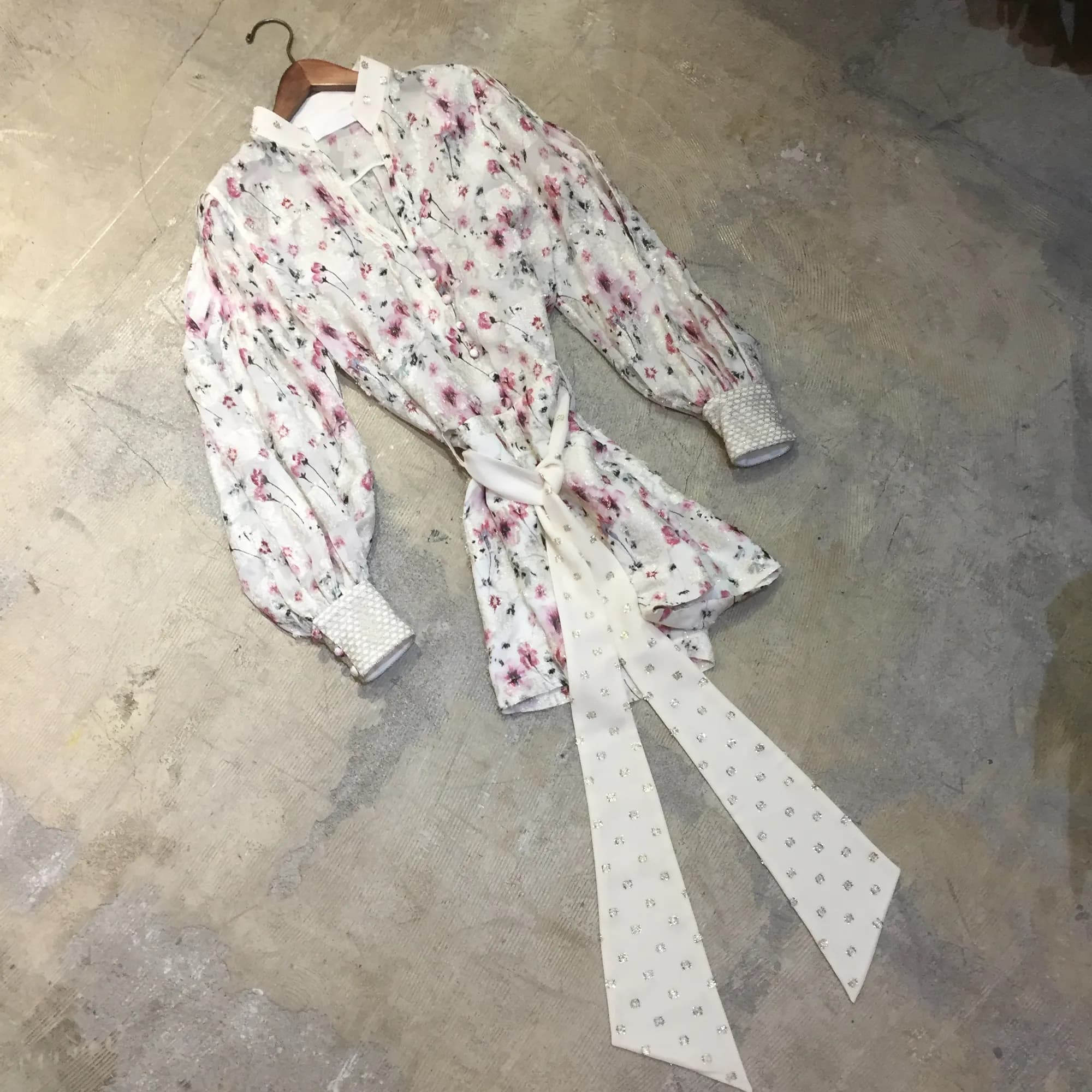 Mame Kurogouchi Mame Kurogouchi 17SS Cherry Blossom Motif Jacquard Jumpsuit