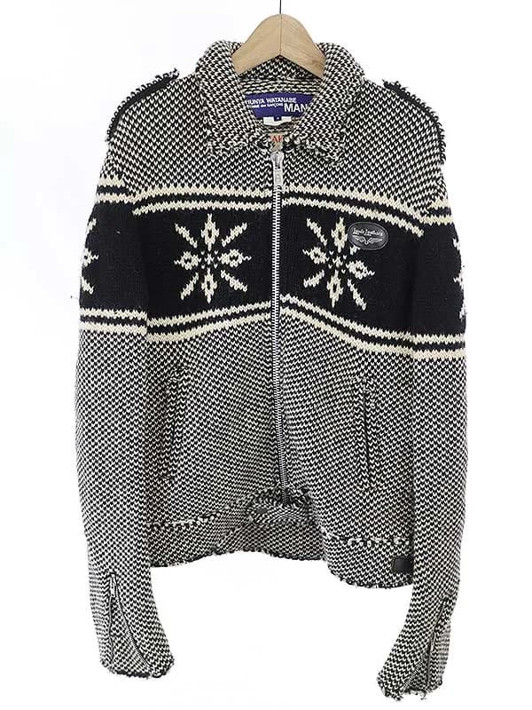 COMME des GARCONS ジュンヤワタナベ コムデギャルソンマン × ルイスレザー 03AW ノルディックニットジャケット