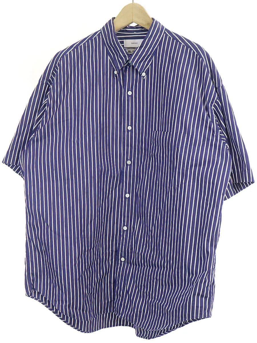Graphpaper グラフペーパー × トーマスメイソン S/S B.D BOX SHIRT ストライプ柄半袖シャツ