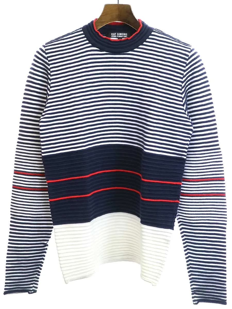 RAF SIMONS ラフシモンズ 07SS ボーダーモックネックカットソー