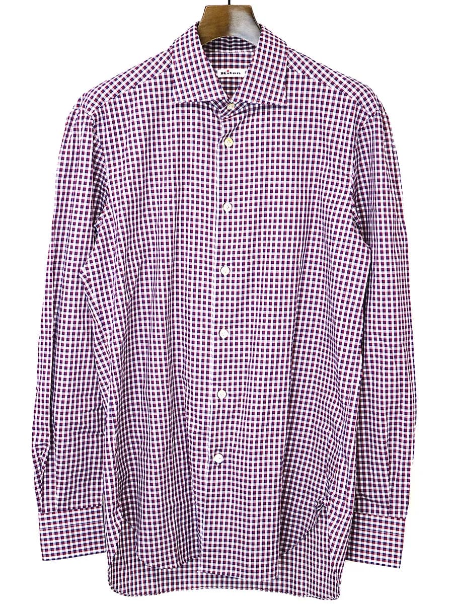 Kiton キートン ホリゾンタルカラーチェック柄シャツ