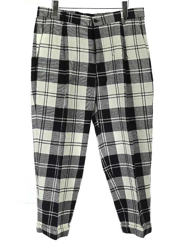 is-ness イズネス 18AW wool check 1pleats trousers ウールチェックパンツ