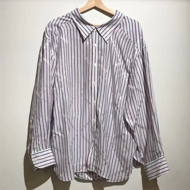 BALENCIAGA BALENCIAGA 17SS シルク混ストライプアンドスターオーバーサイズシャツ