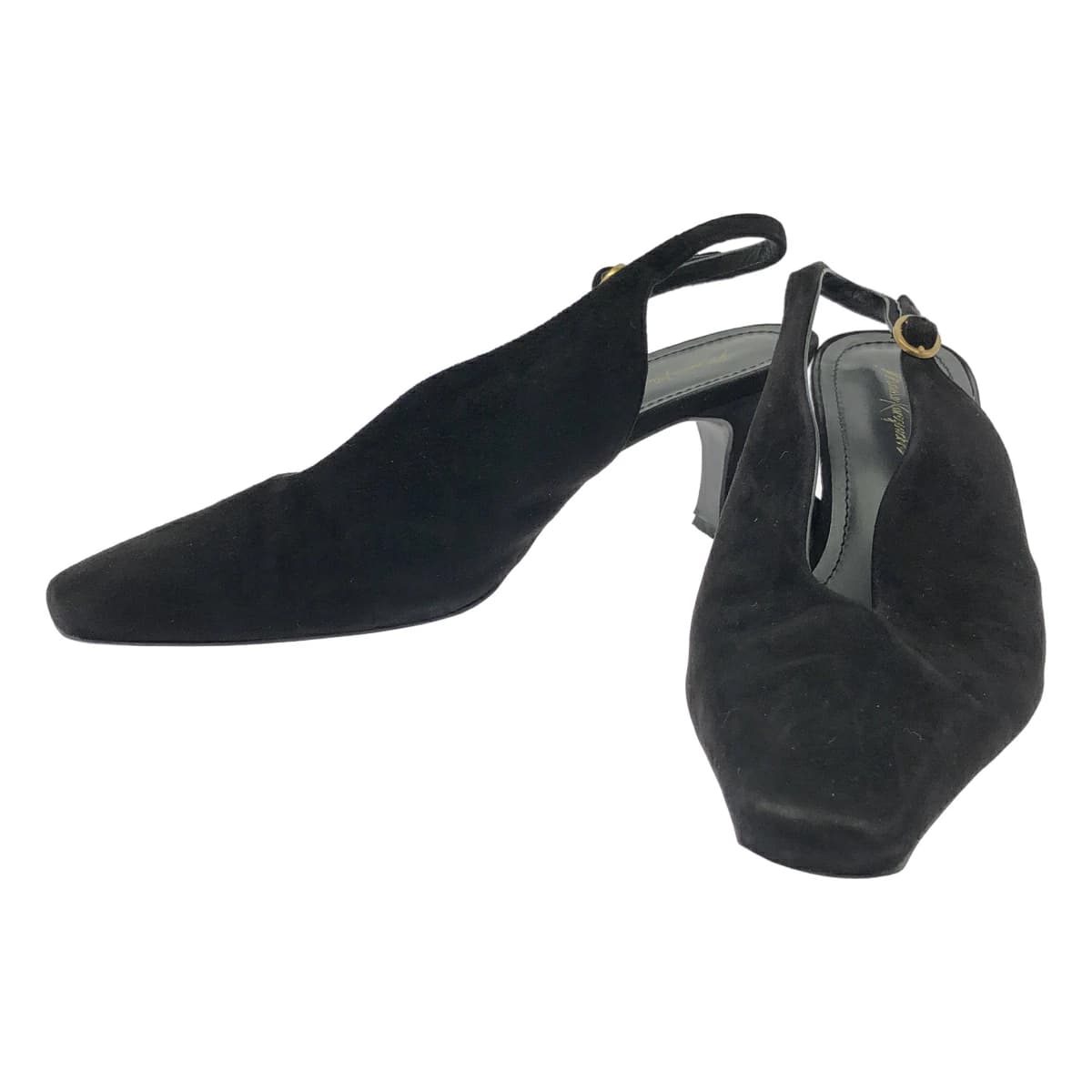 Mame Kurogouchi マメ クロゴウチ Curved Line Sling Back Suede Heels スウェードレザースリングバックヒールパンプス 23PE-AC302