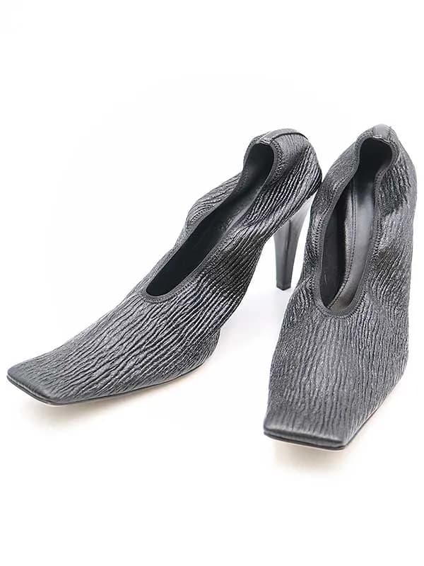 BOTTEGA VENETA ボッテガヴェネタ スクエアトゥ クラックルレザーパンプス