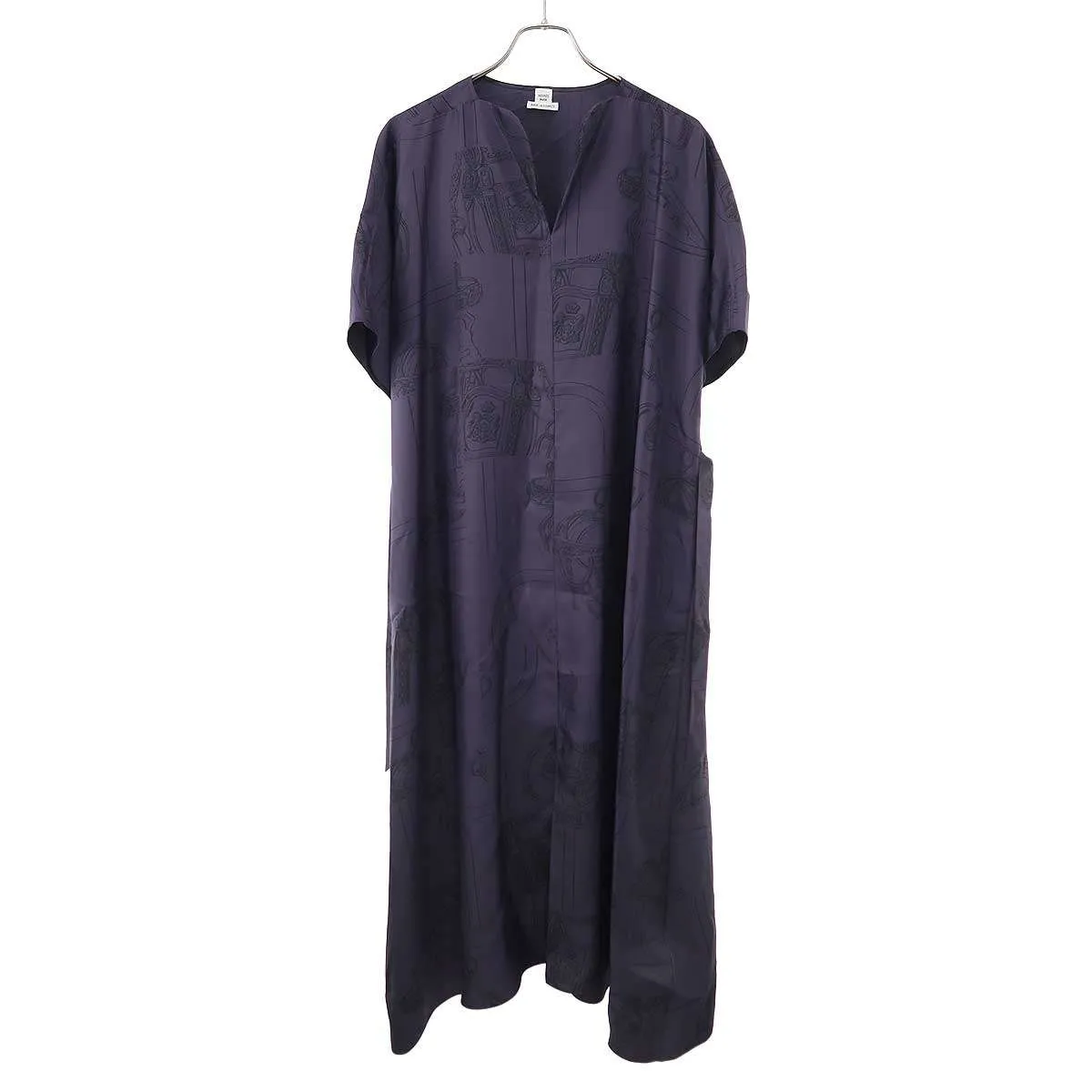 HERMES エルメス 24AW En Desordre Finesse ツイレーヌ ベルテッドドレスワンピース 4H0572DL