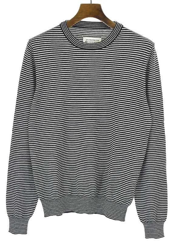 Maison Margiela メゾン マルタン マルジェラ10 17AW ボーダー柄エルボーパッチニット