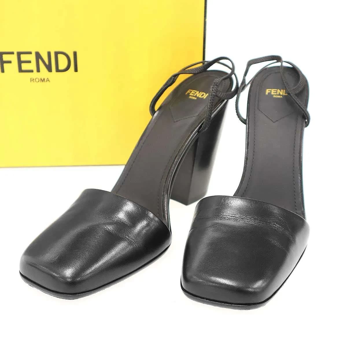 FENDI フェンディ スクエアトゥ ヒールサンダル