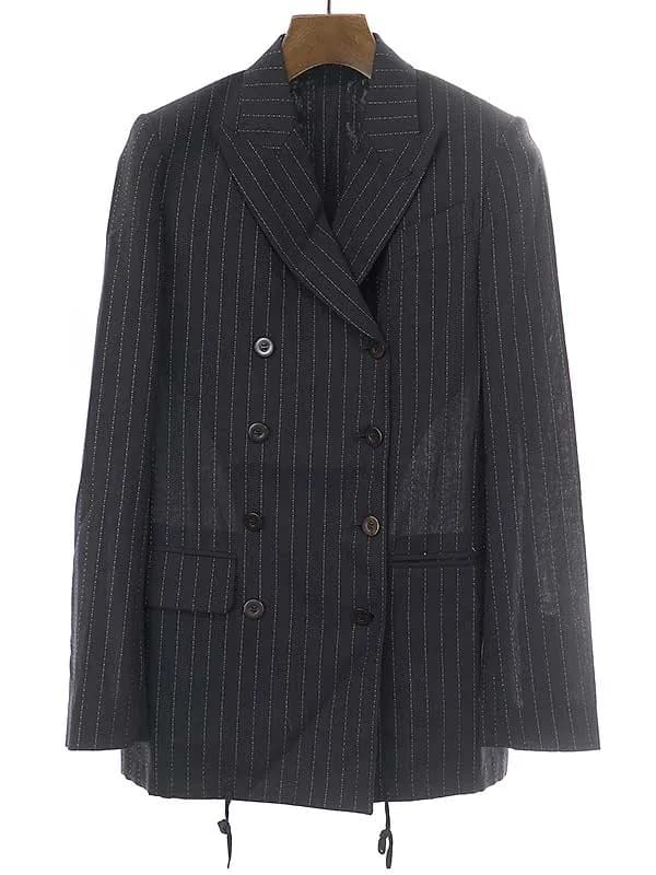 Jean Paul GAULTIER ジャンポールゴルチェ フェム ピンストライプドローコードダブルジャケット