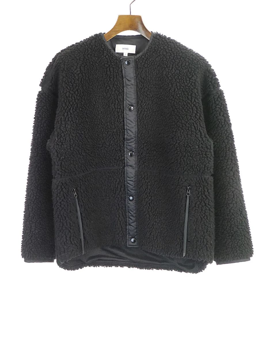HYKE ハイク 18AW オーバーサイズノーカラーボアジャケット ブルゾン