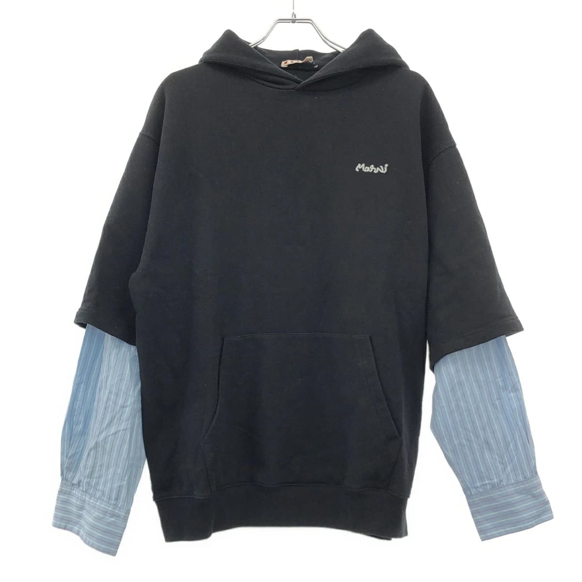 MARNI マルニ 22AW ロゴエンブロイダリーシャツレイヤードスウェットプルオーバーパーカー FUMU0110QX