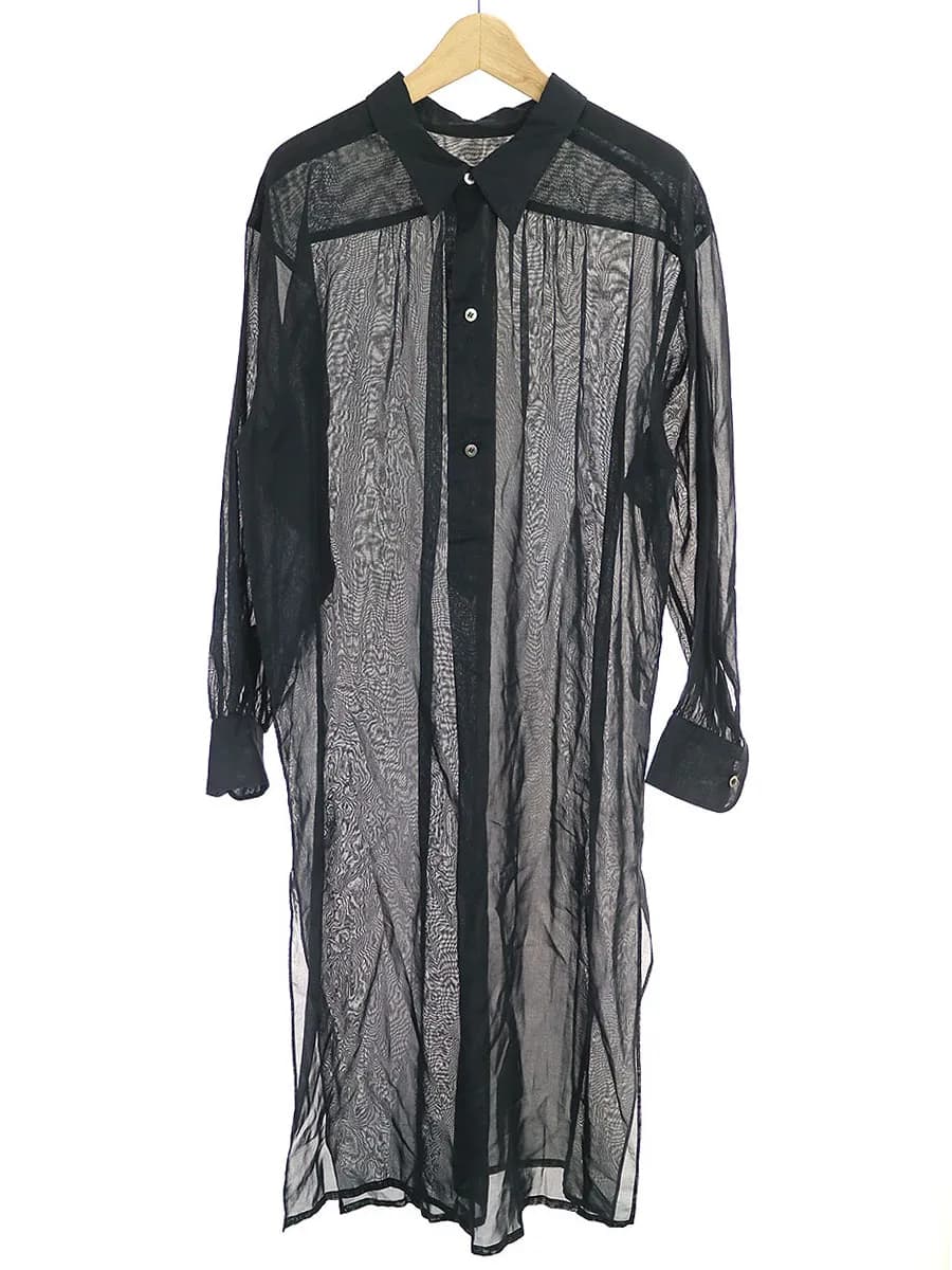 HYKE ハイク 19SS COTTON VOILE LONG SHIRT シースルーシャツワンピース