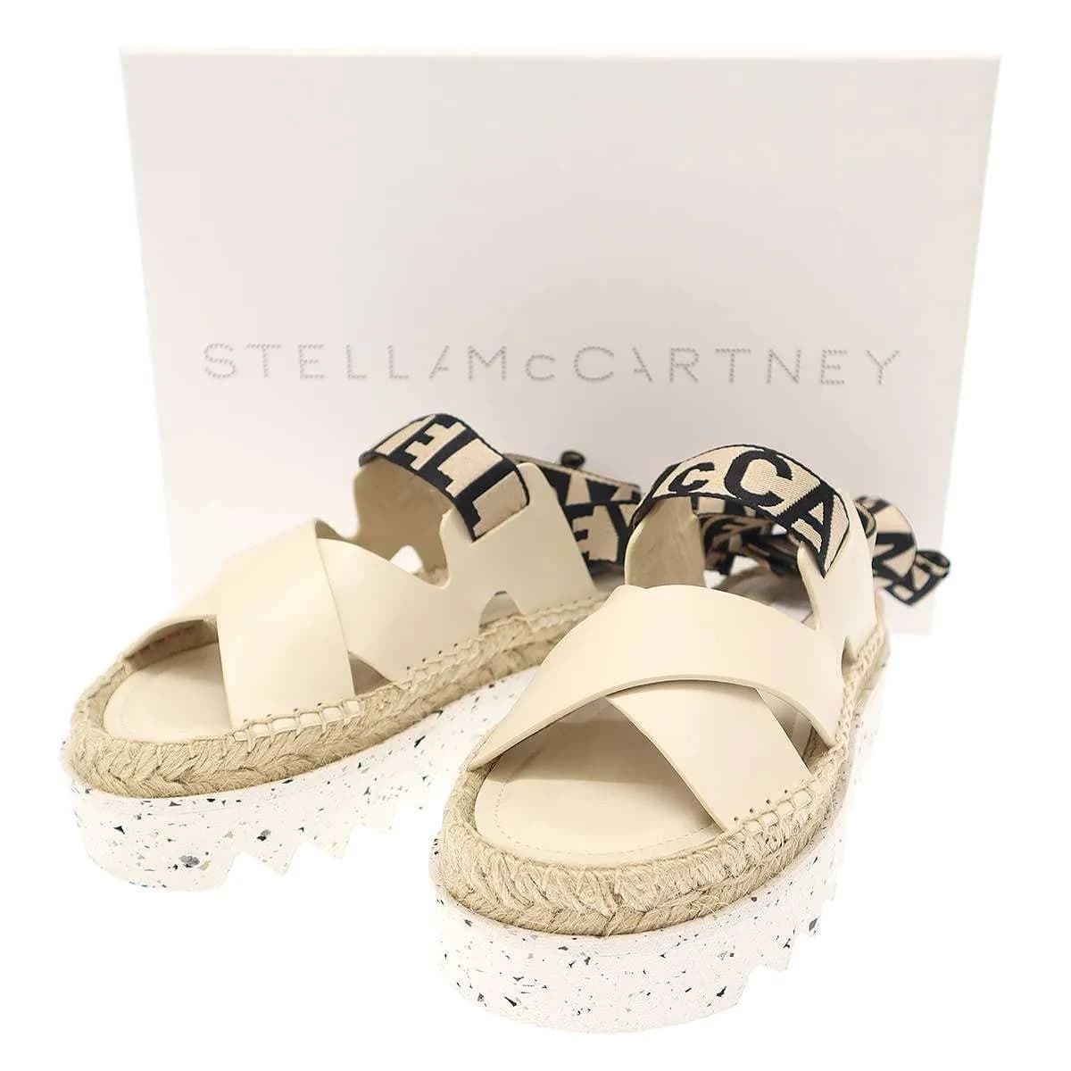 Stella McCartney STELLA McCARTNEY ステラ マッカートニー GAIA ロゴリボンレースアッププラットフォームサンダル