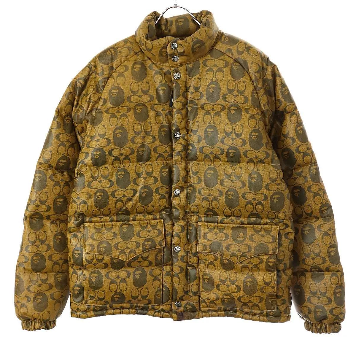 A BATHING APE ア ベイシング エイプ コーチ LEATHER DOWN JACKET レザーダウンジャケット