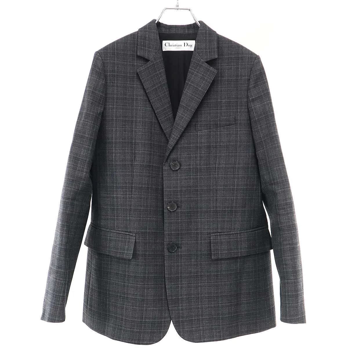Christian Dior クリスチャンディオール ウールチェック3Bジャケット&ウールチェックスラックスパンツ セットアップスーツ 341V13A1518/341P02A1518