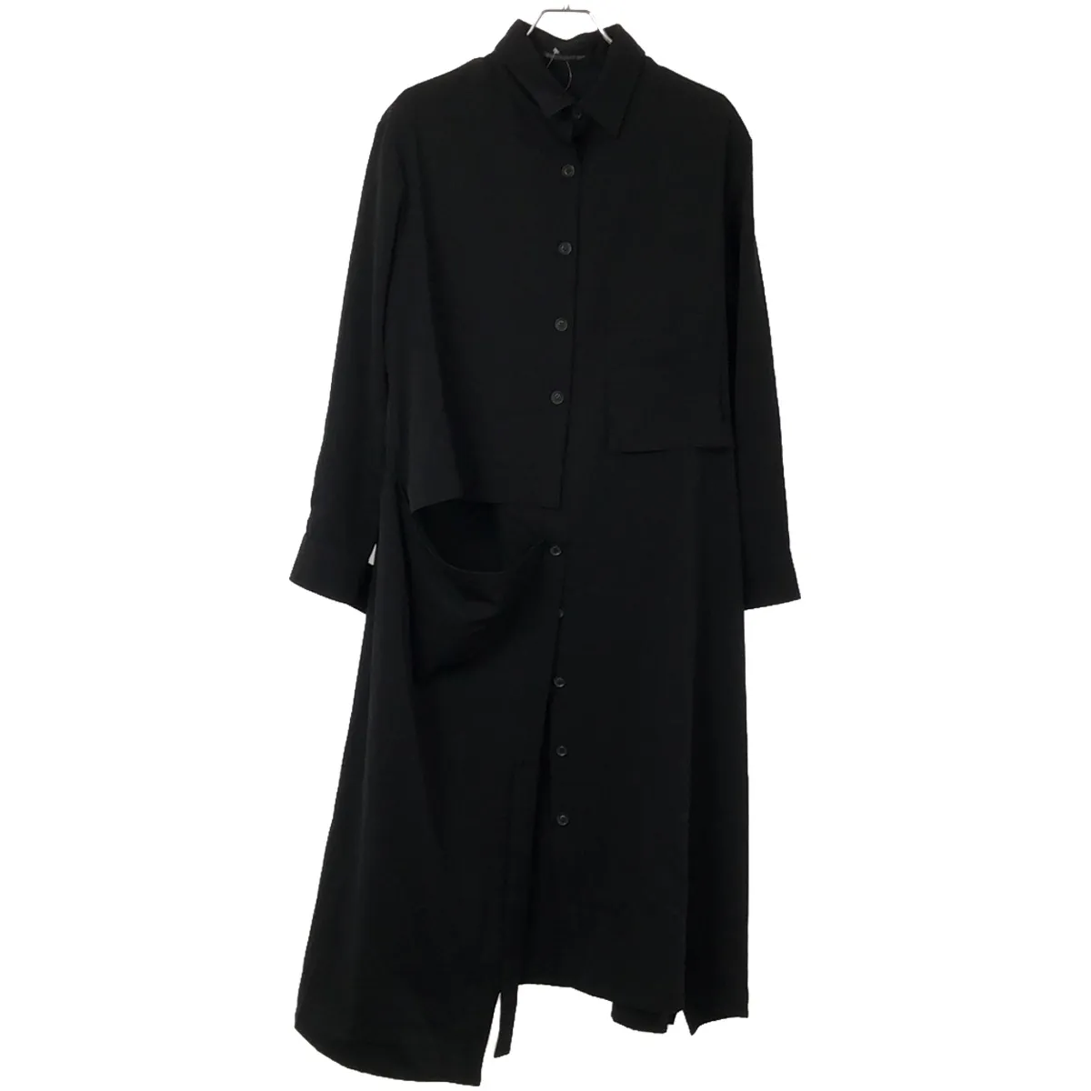 Yohji Yamamoto ヨウジヤマモト プリュスノアール 19AW レイヤードデザインウールギャバジンドレスシャツワンピース