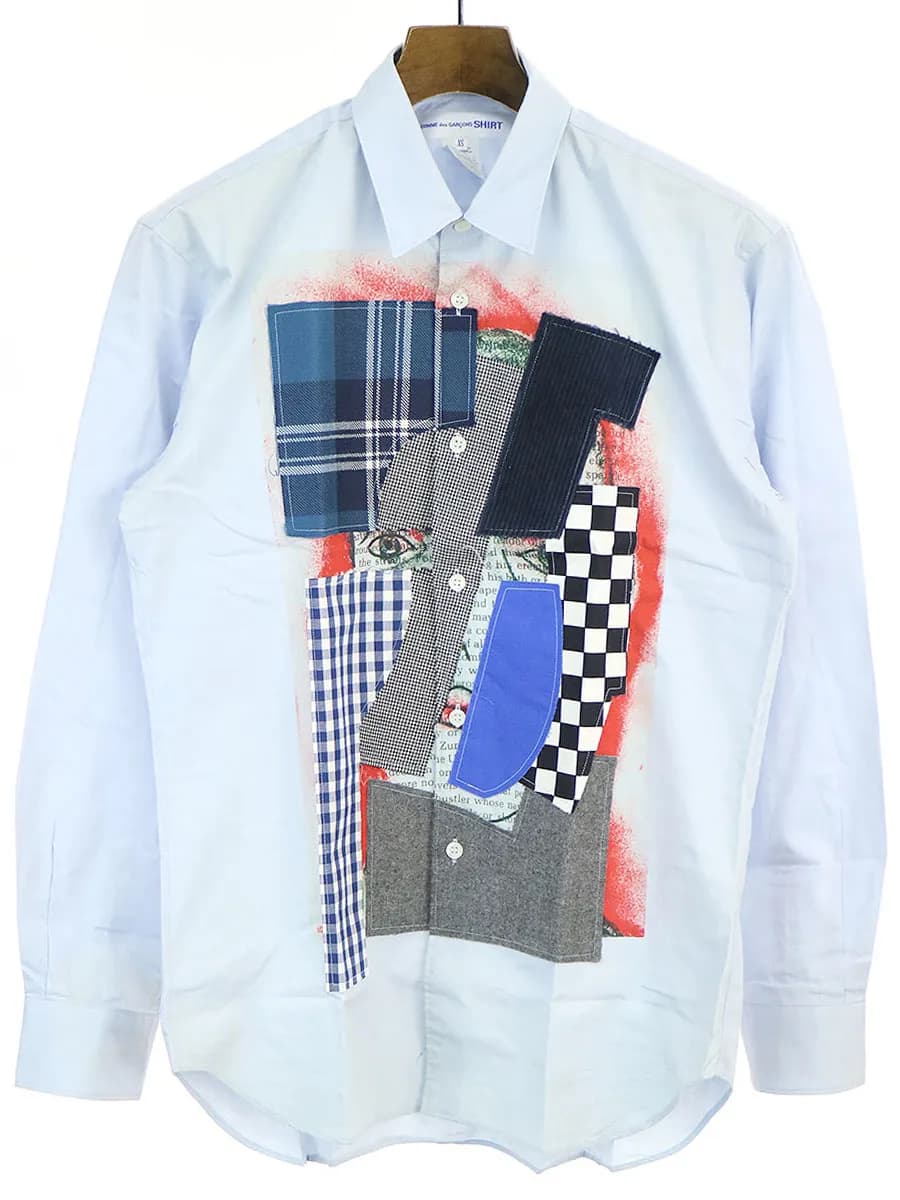 COMME des GARCONS コムデギャルソン シャツ 14AW パッチワークデザイン長袖シャツ