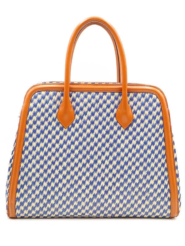 DRIES VAN NOTEN ドリスヴァンノッテン レザーコンビラフィアトートバッグ
