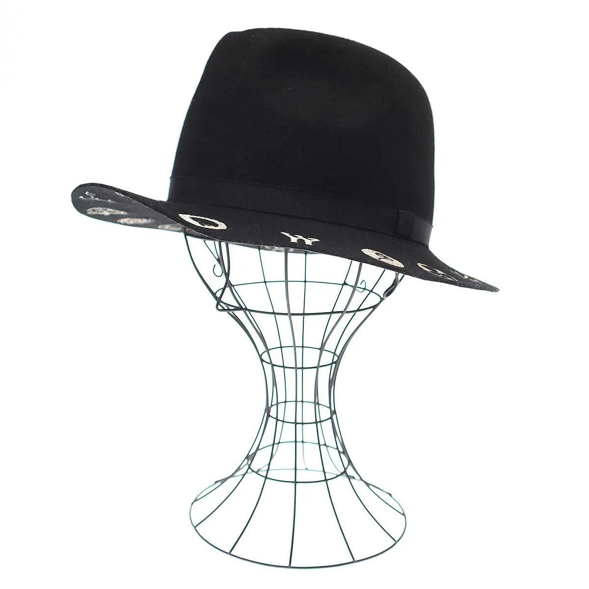 Yohji Yamamoto ヨウジヤマモト プールオム 14AW シルバーステッチエンブレムジャガードウールフェルトハット HF-H05-926