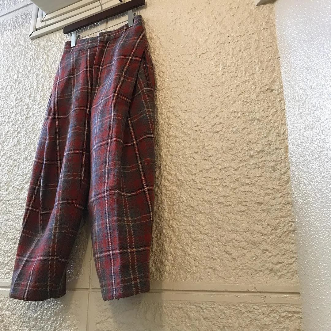 Y's TAKESHI KOSAKA by Y's Pink Label 16AW Wool flannel check wide pants