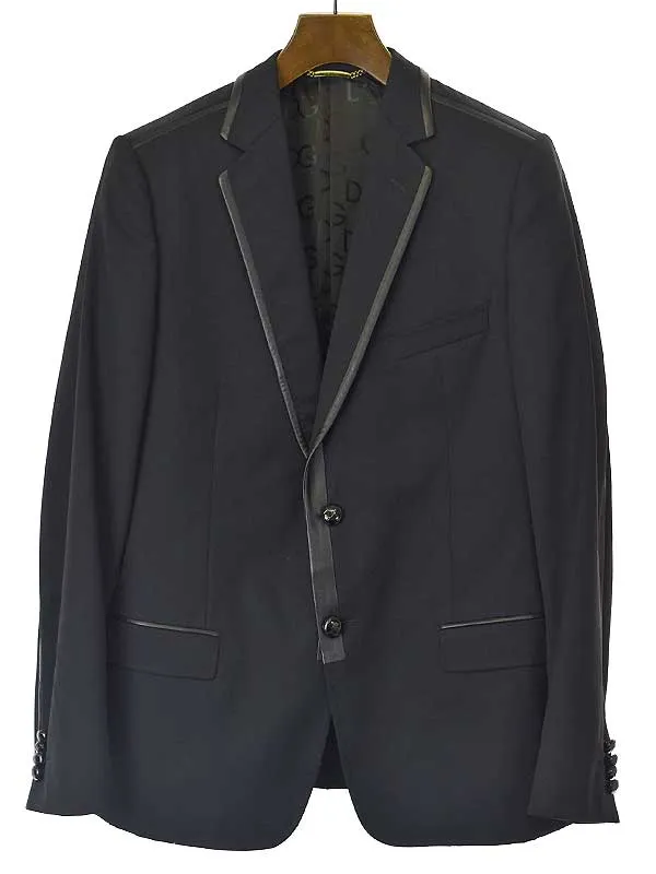 DOLCE&GABBANA ドルチェ&ガッバーナ レザーパイピングテーラードジャケット