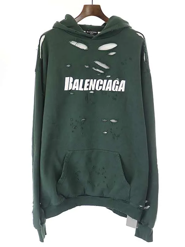 BALENCIAGA バレンシアガ 21SS CAPS DESTROYED HOODIE オーバーサイズデストロイパーカー