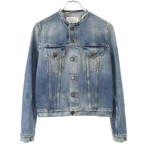 Maison Margiela メゾン マルジェラ 21AW ヴィンテージ加工ノーカラーデニムジャケット S51AM0445