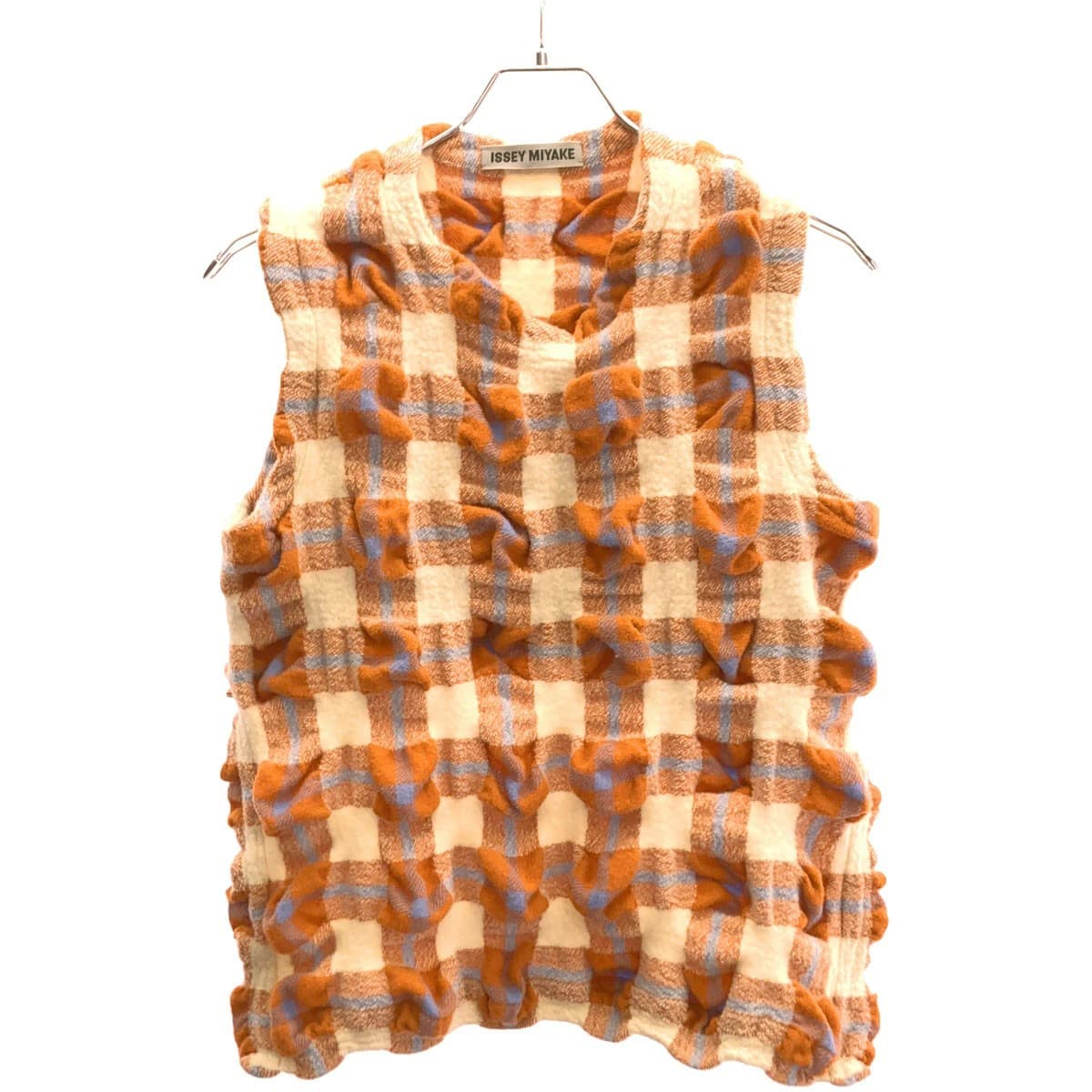 ISSEY MIYAKE イッセイミヤケ 23AW RHYTHM CHECK TOP ノースリーブチェックトップス IM33FE056