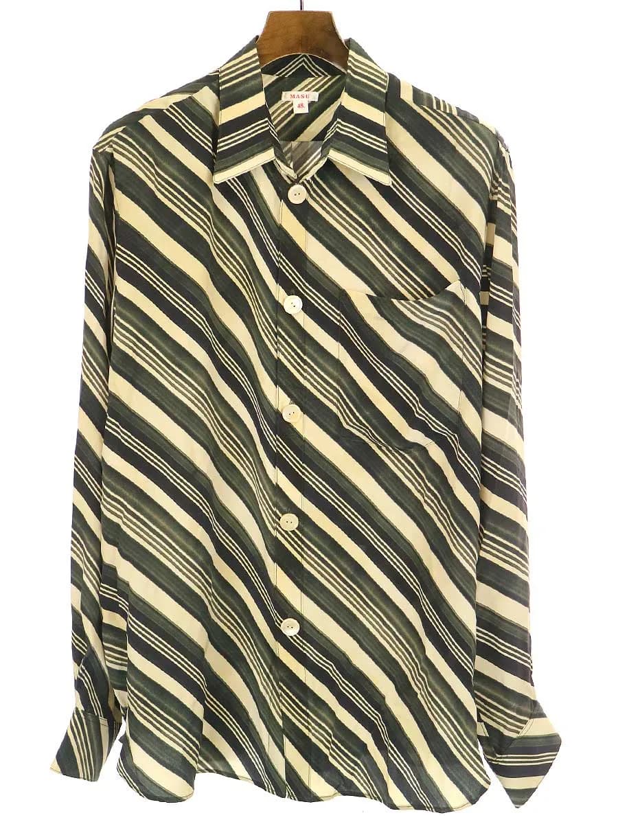 MASU エムエーエスユー 21SS PRINTED ON SILK CREPE VASE PATTERN SHIRTS シルクシャツ
