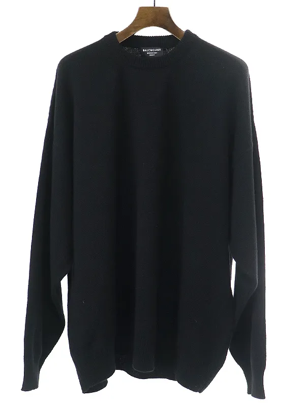 BALENCIAGA バレンシアガ 22SS バックロゴ刺繍カシミヤオーバーサイズニットセーター