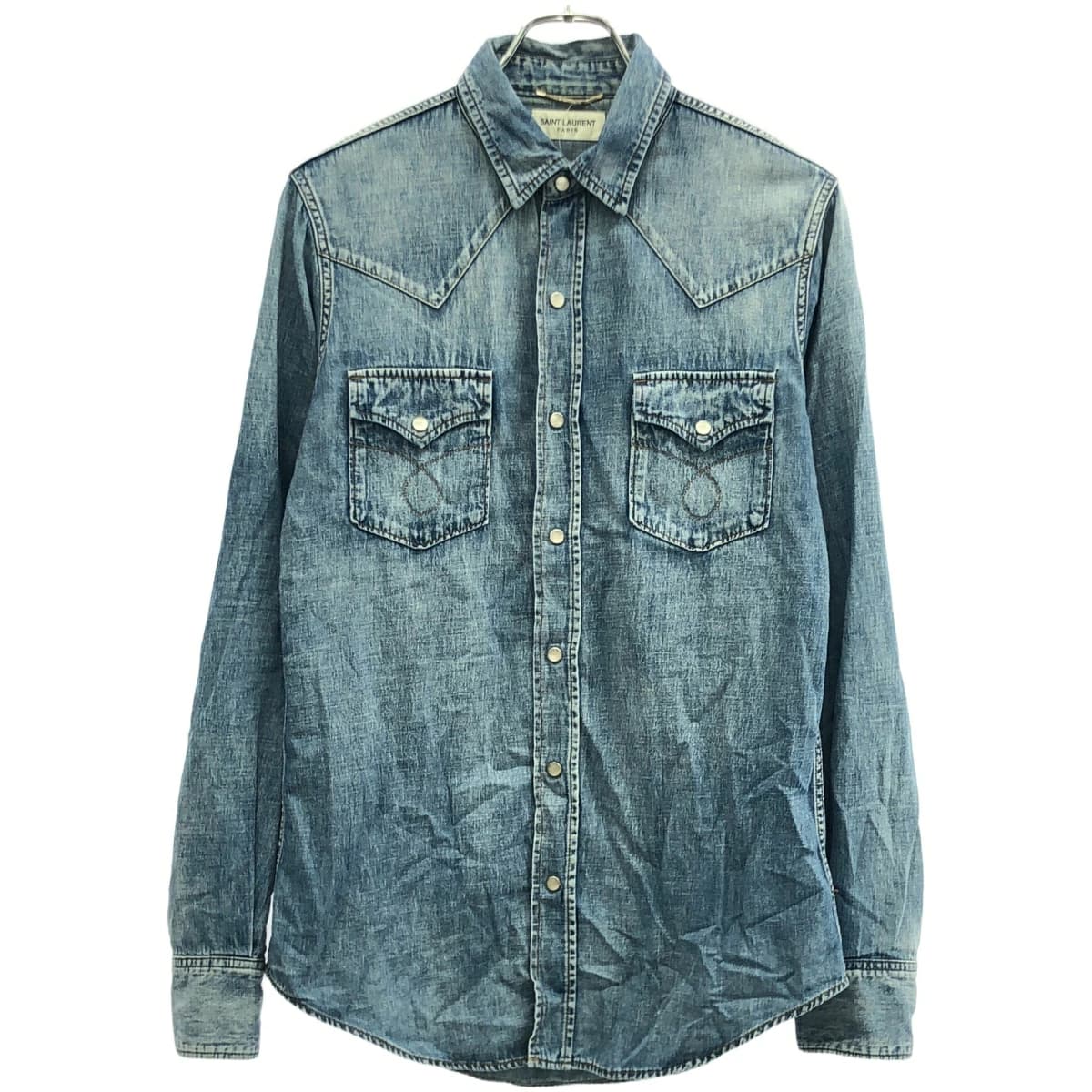SAINT LAURENT サンローラン パリ 15AW チェーンステッチウォッシュドウエスタンデニムシャツ 388968 YYS05