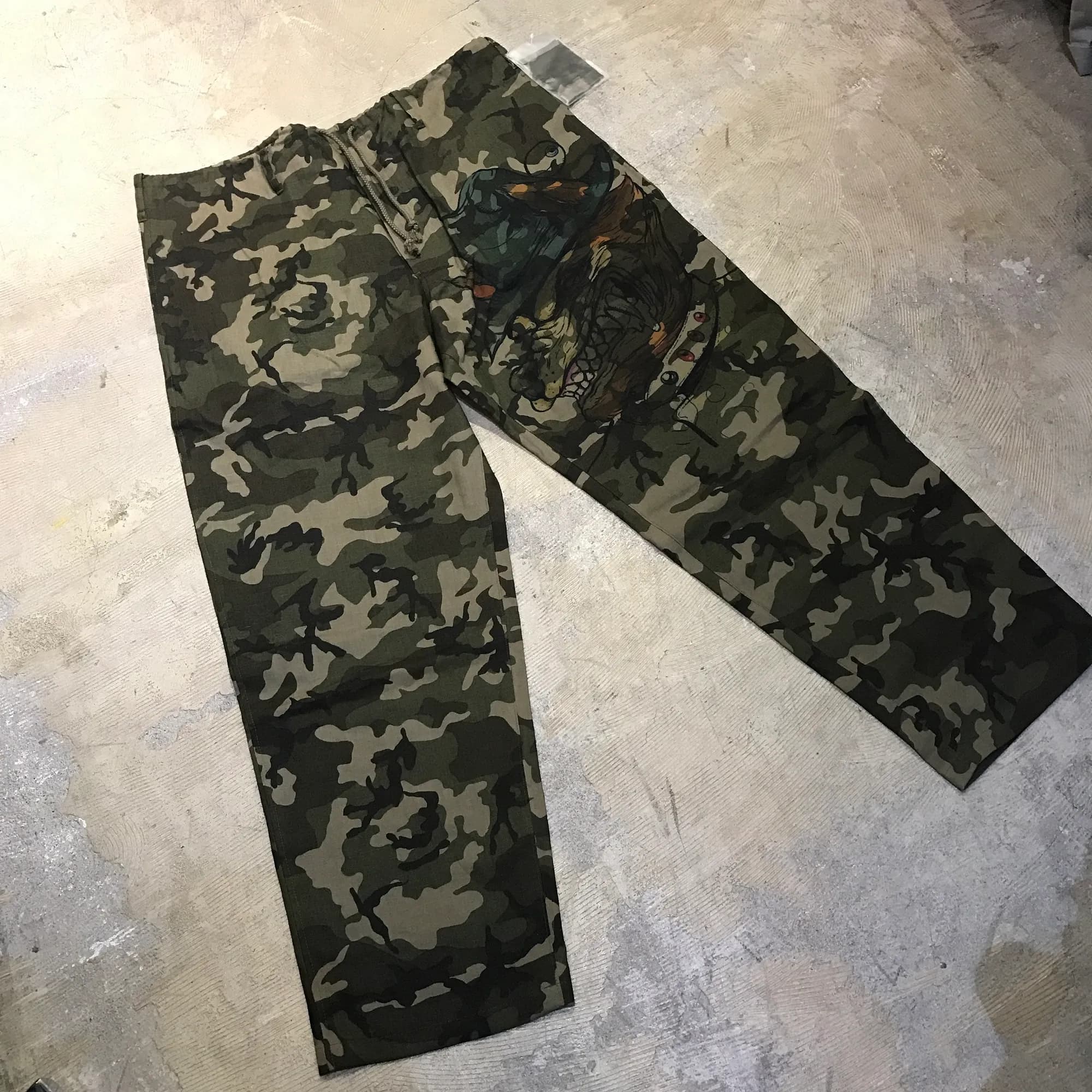 Yohji Yamamoto Yohji Yamamoto POUR HOMME 14AW 笹田靖人 アートプリントリネンカモフラージュイージーパンツ