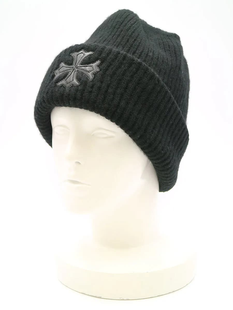 CHROME HEARTS クロムハーツ BEANIE LITTLE PLS PTCH レザーパッチカシミヤニットキャップ