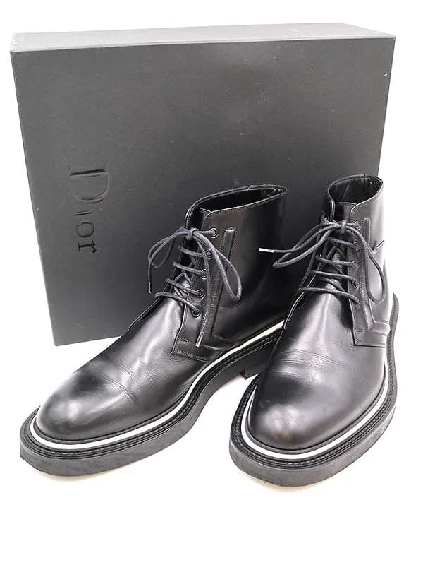 Dior HOMME ディオールオム レザーパイピングレースアップブーツ